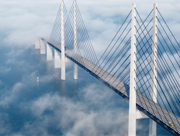 Øresund Bridge with clouds around